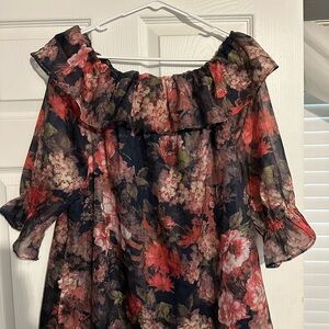 Kate & Mallory Navy Floral Top/Blouse